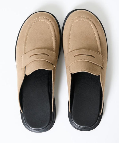 天鵝絨皮革 樂福廓形 一腳蹬 穆勒鞋