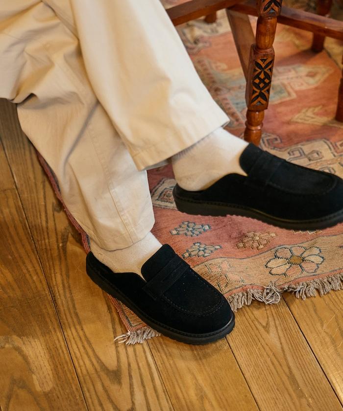 天鵝絨皮革 樂福廓形 一腳蹬 穆勒鞋