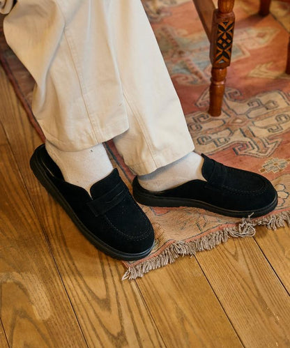 天鵝絨皮革 樂福廓形 一腳蹬 穆勒鞋