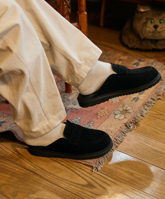 天鵝絨皮革 樂福廓形 一腳蹬 穆勒鞋