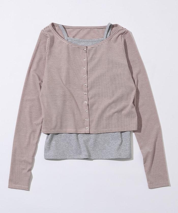 疊穿組合 條紋設計 針織開衫＋吊帶背心套裝