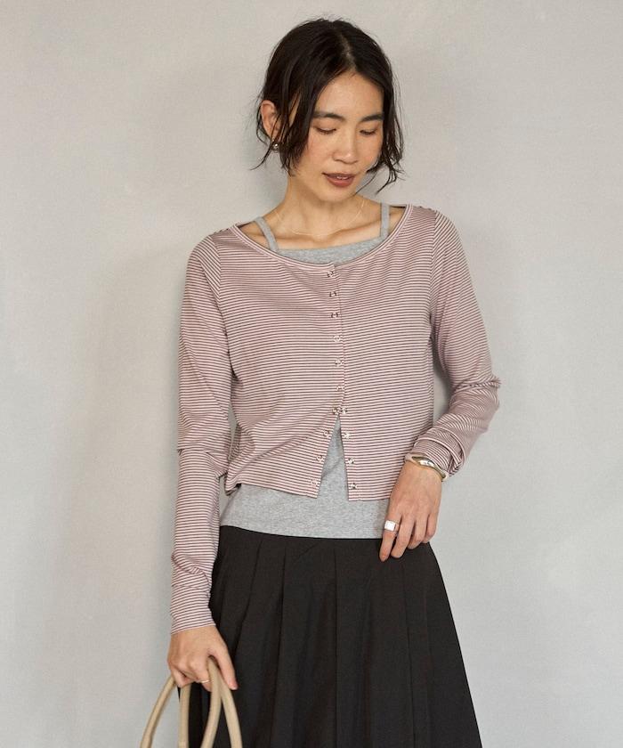 疊穿組合 條紋設計 針織開衫＋吊帶背心套裝