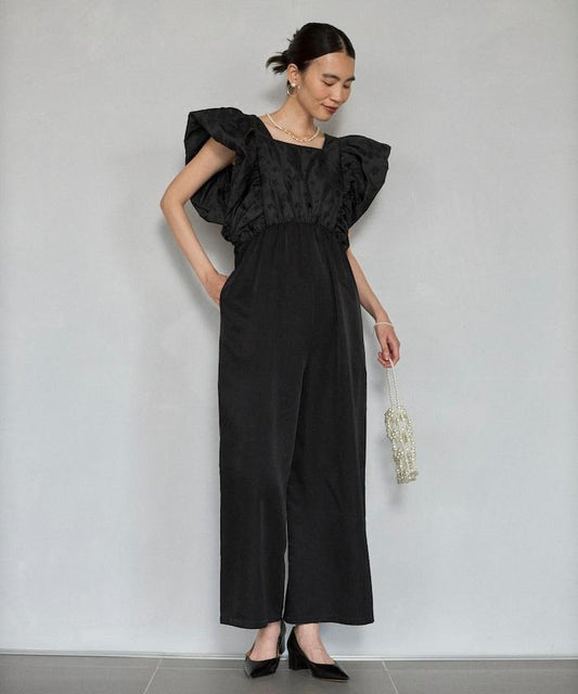 2WAY 花朵透紗提花拼接 連體褲（限量款）