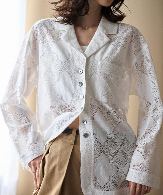 可成套搭配 拼接蕾絲 襯衫夾克