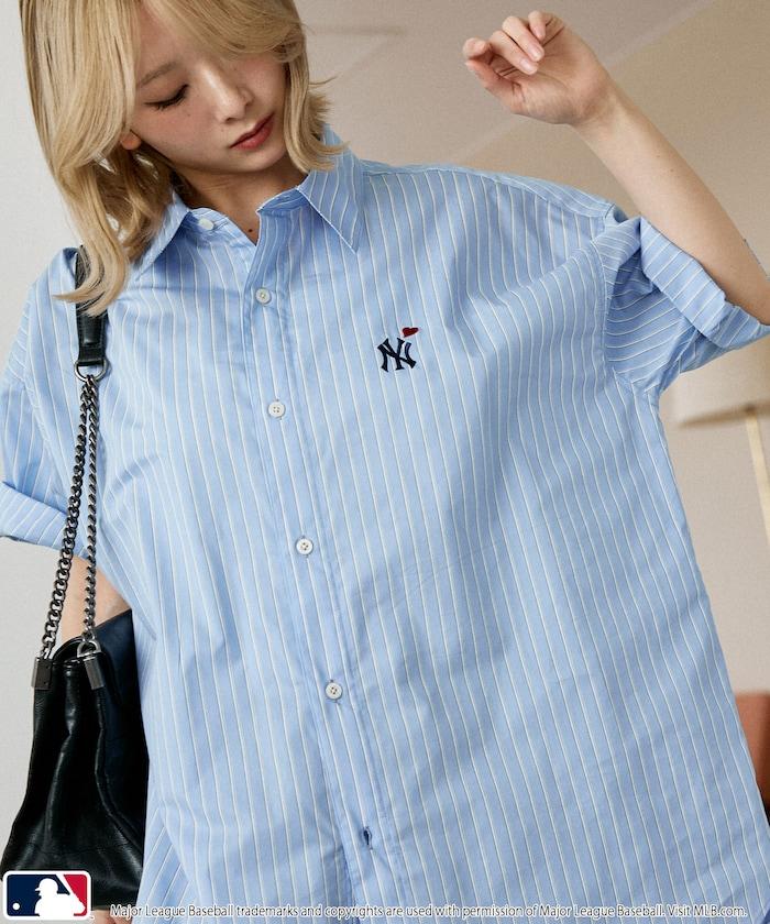 MLB 特別款 寬鬆版 單點刺繡 短袖襯衫