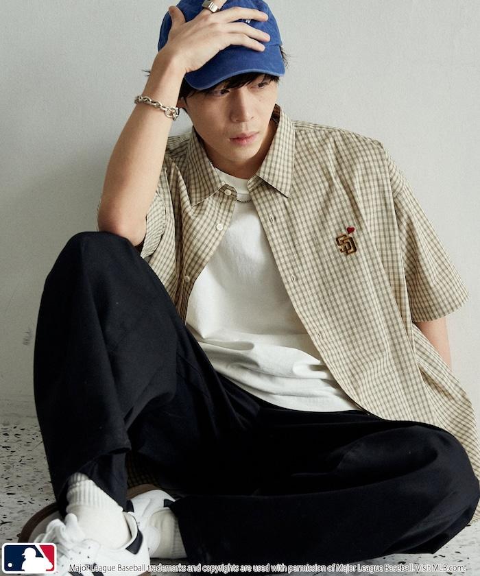 MLB 特別款 寬鬆版 單點刺繡 短袖襯衫