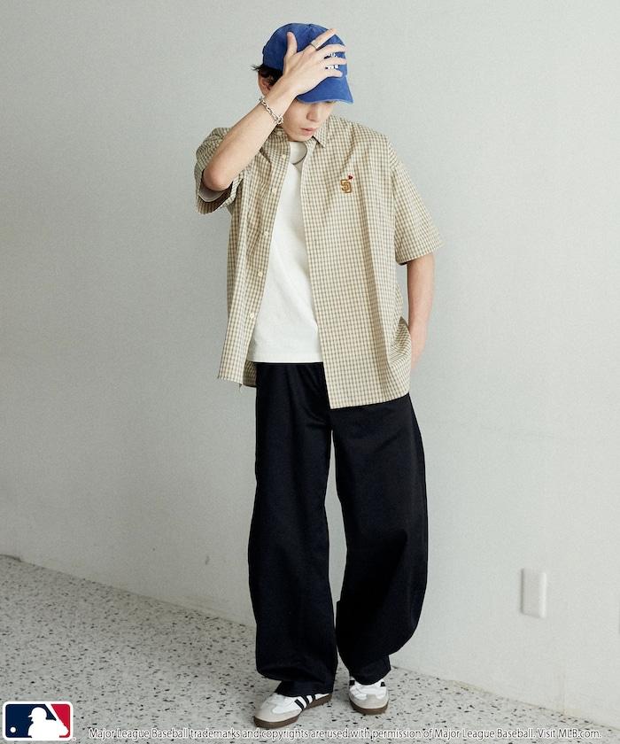MLB 特別款 寬鬆版 單點刺繡 短袖襯衫
