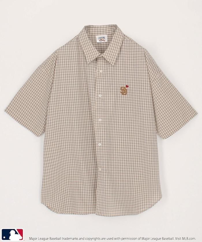 MLB 特別款 寬鬆版 單點刺繡 短袖襯衫