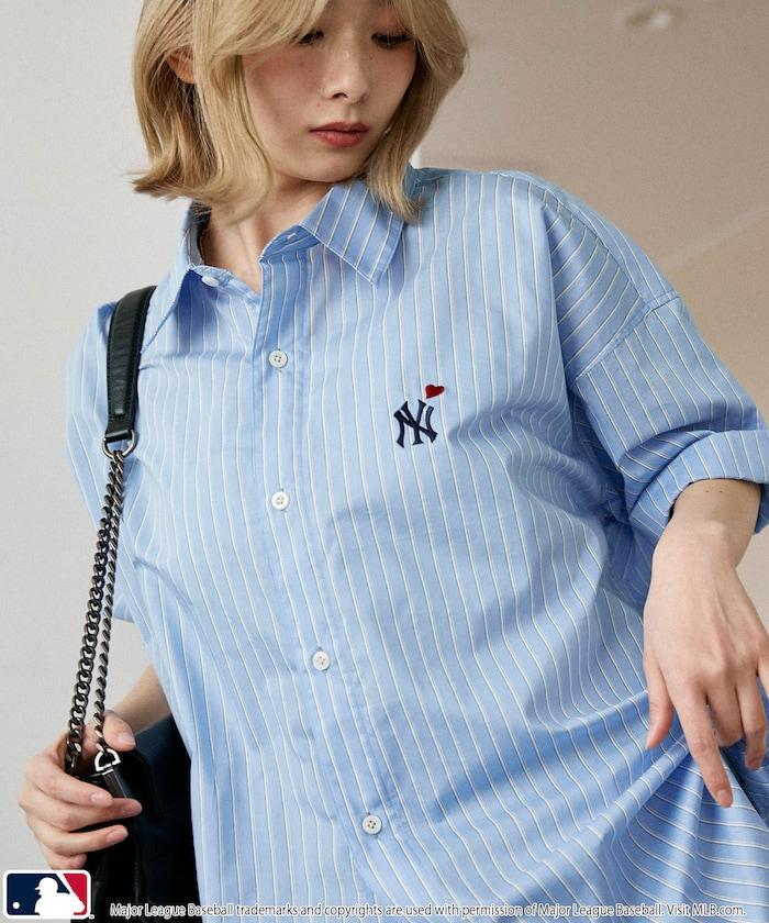 MLB 特別款 寬鬆版 單點刺繡 短袖襯衫