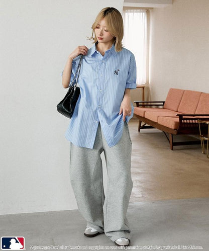 MLB 特別款 寬鬆版 單點刺繡 短袖襯衫