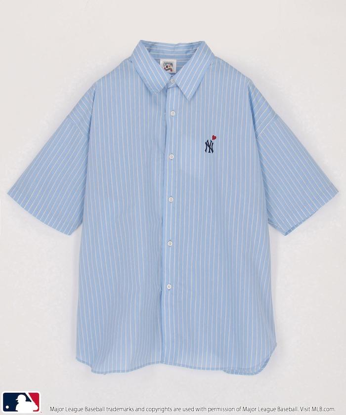MLB 特別款 寬鬆版 單點刺繡 短袖襯衫