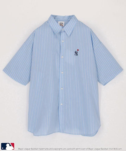 MLB 特別款 寬鬆版 單點刺繡 短袖襯衫