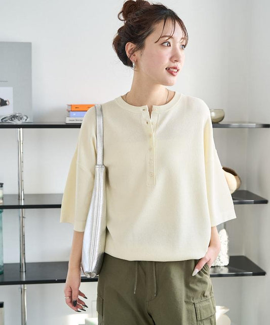 亨利扣短袖針織T恤