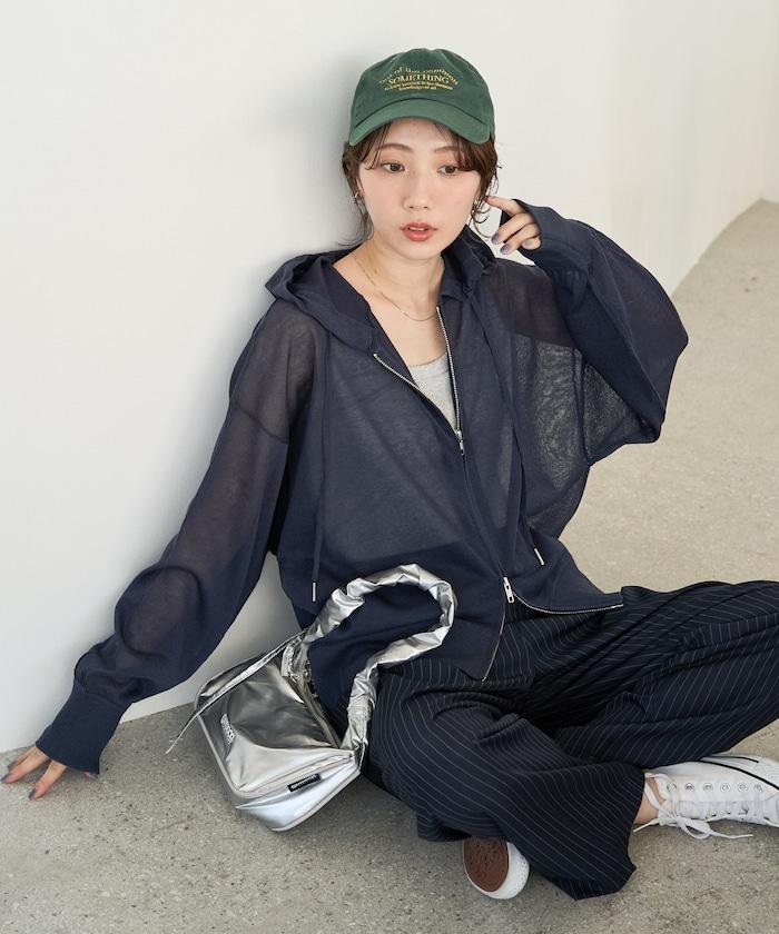 透紗針織 雙拉鍊 透氣 針織連帽開衫