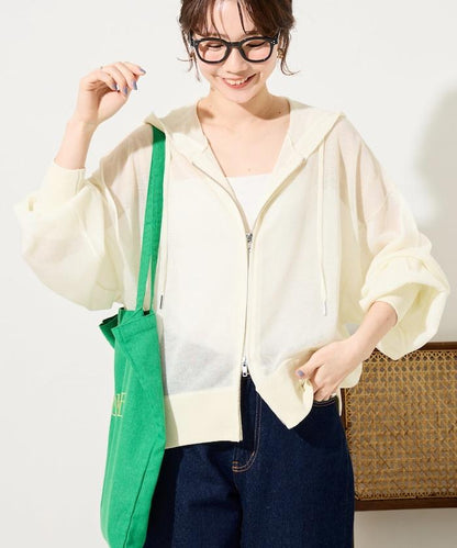 透紗針織 雙拉鍊 透氣 針織連帽開衫