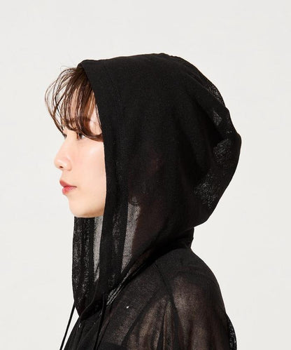 透紗針織 雙拉鍊 透氣 針織連帽開衫