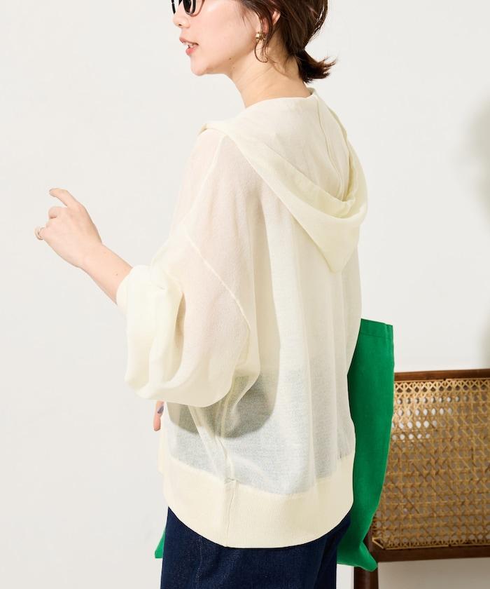 透紗針織 雙拉鍊 透氣 針織連帽開衫