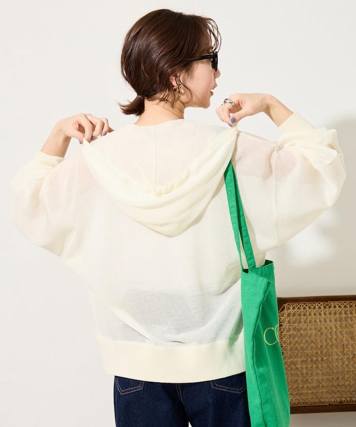 透紗針織 雙拉鍊 透氣 針織連帽開衫