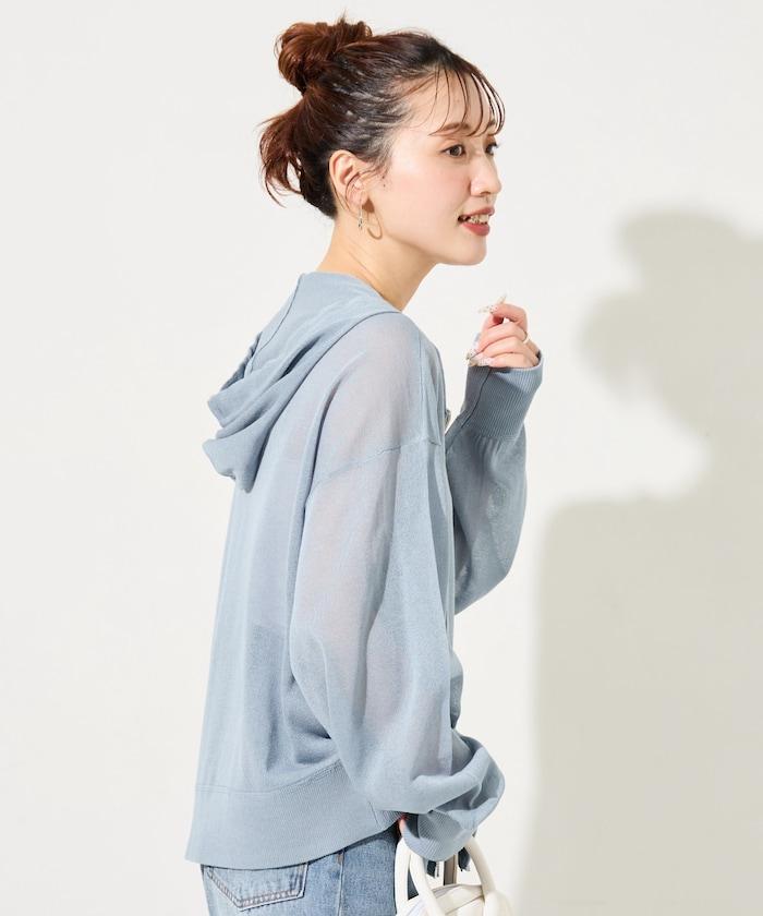 透紗針織 雙拉鍊 透氣 針織連帽開衫