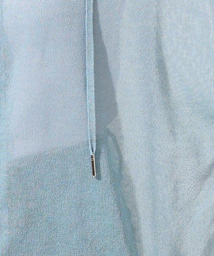 透紗針織 雙拉鍊 透氣 針織連帽開衫