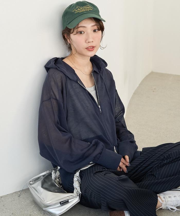 透紗針織 雙拉鍊 透氣 針織連帽開衫