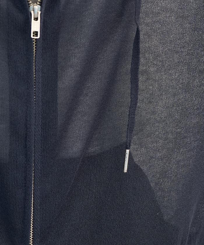 透紗針織 雙拉鍊 透氣 針織連帽開衫