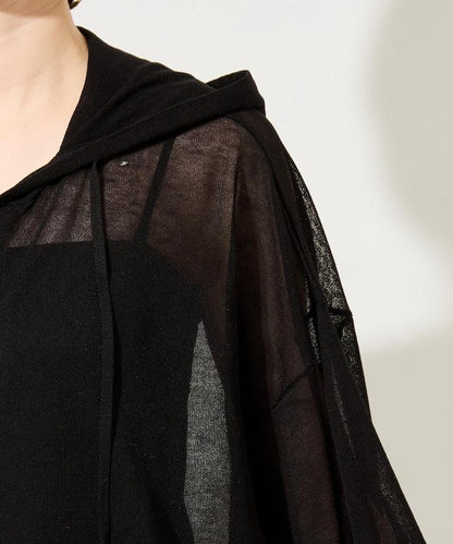 透紗針織 雙拉鍊 透氣 針織連帽開衫