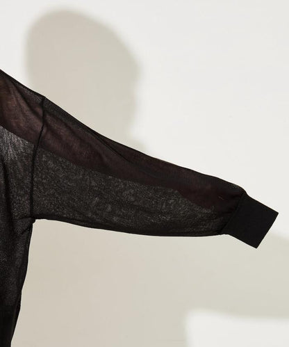 透紗針織 雙拉鍊 透氣 針織連帽開衫