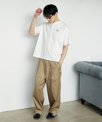 吸水速幹特別款 天竺面料 亨利領T恤