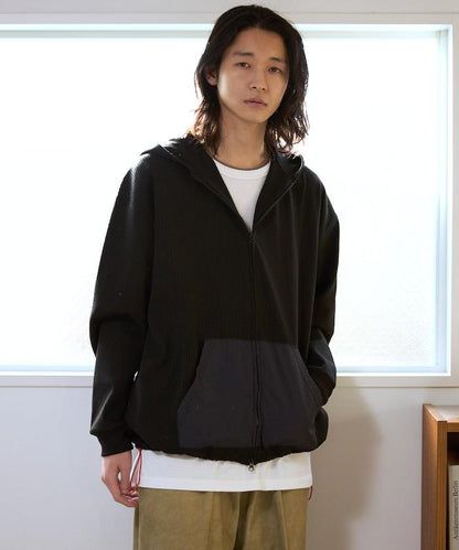 抽繩 科技風 口袋 拉鍊 保暖尼龍 連帽外套