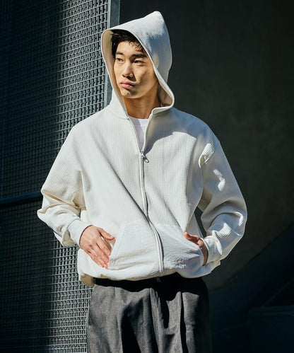 抽繩 科技風 口袋 拉鍊 保暖尼龍 連帽外套