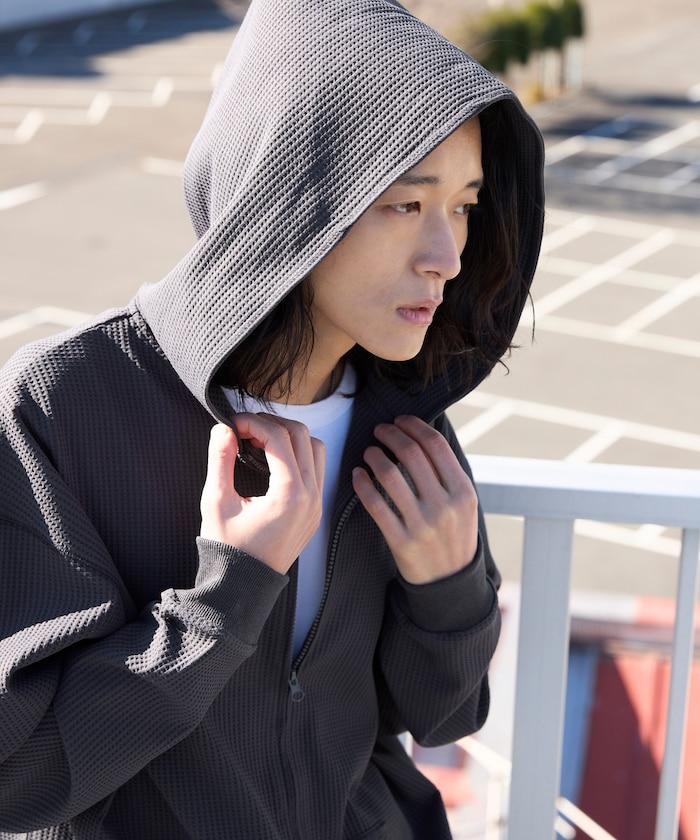 抽繩 科技風 口袋 拉鍊 保暖尼龍 連帽外套