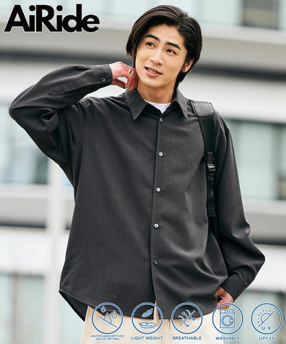 AiRide/エアライド 寬鬆版 常規領 可收納 吸水速幹 防紫外線 長袖襯衫