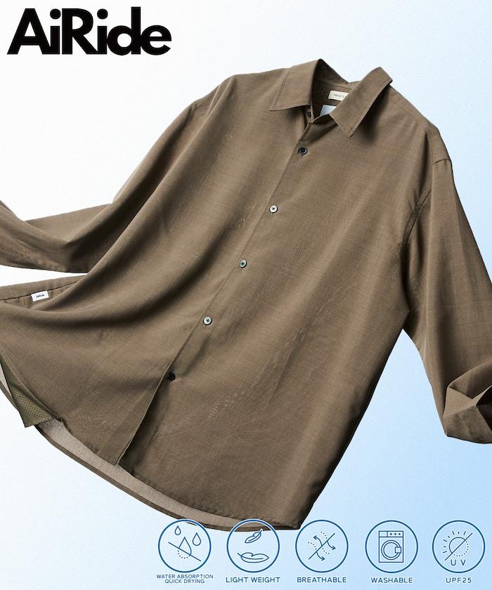 AiRide/エアライド 寬鬆版 常規領 可收納 吸水速幹 防紫外線 長袖襯衫