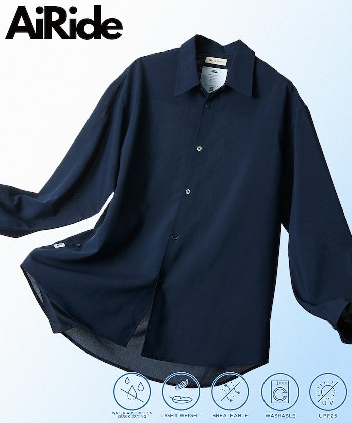 AiRide/エアライド 寬鬆版 常規領 可收納 吸水速幹 防紫外線 長袖襯衫