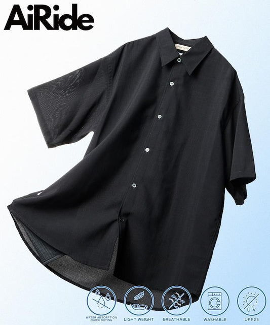 AiRide/エアライド 寬鬆版型 短袖常規領 可收納 吸水速幹 UV防護 襯衫