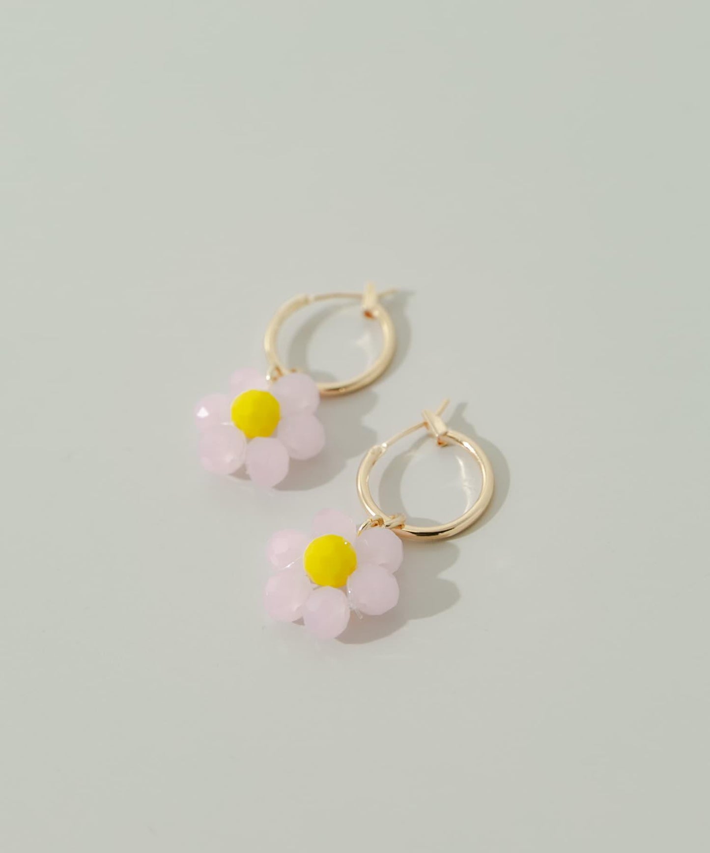 花朵珠飾圓環耳環