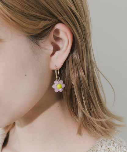 花朵珠飾圓環耳環