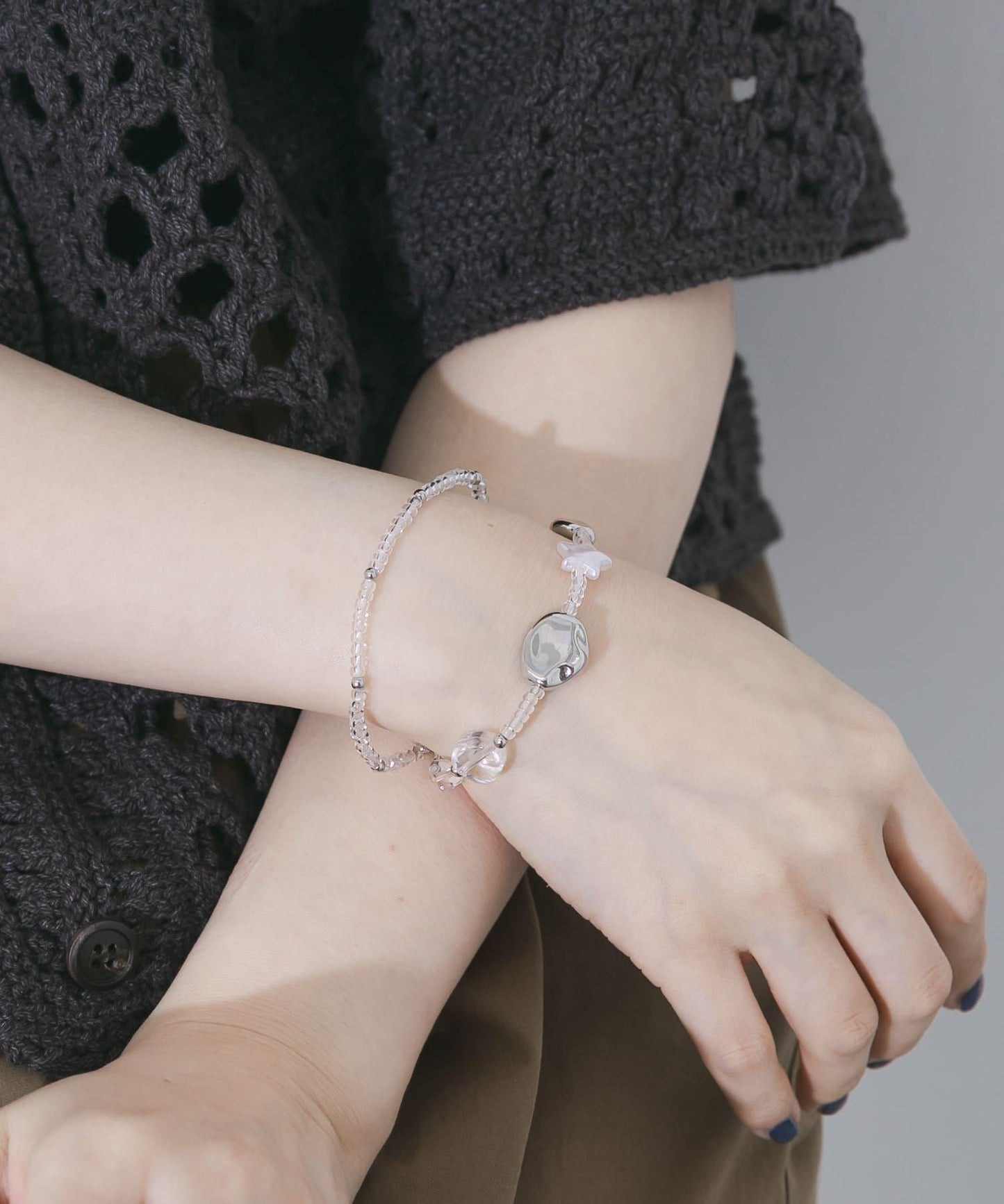 透明珠飾拼接 兩件套 手鍊