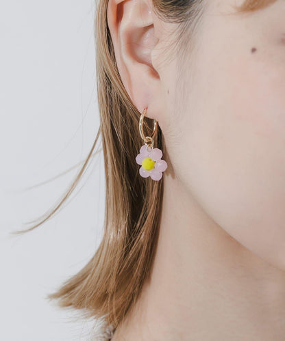 花朵珠飾圓環耳環