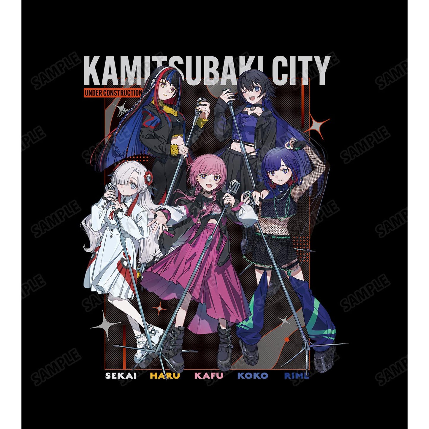 神椿市建設中。（神椿市建設中。） BIG版型T恤 集合カジュアルロックver. L碼