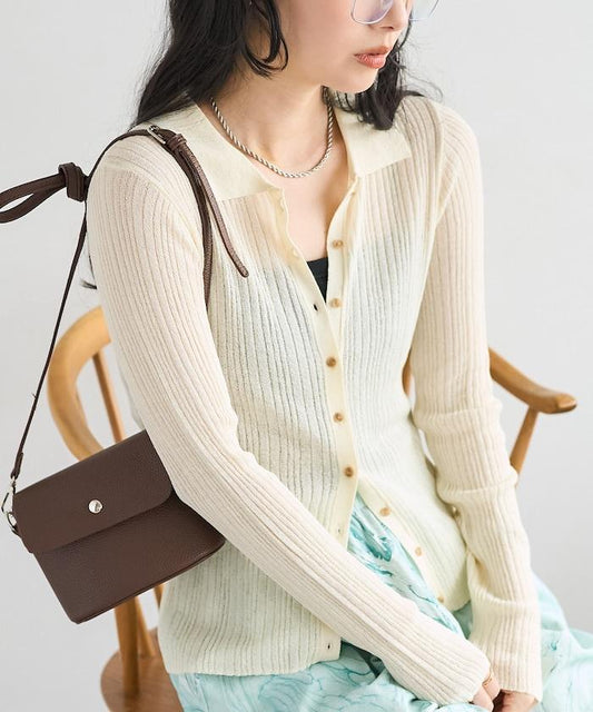 透膚羅紋針織 Polo設計 針織開衫