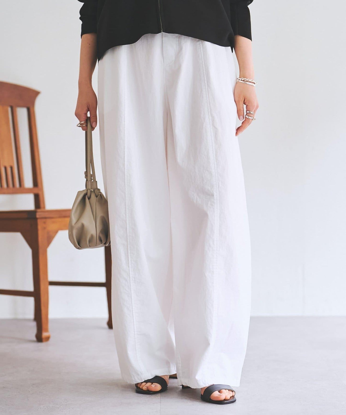 棉質彎刀版型褲子