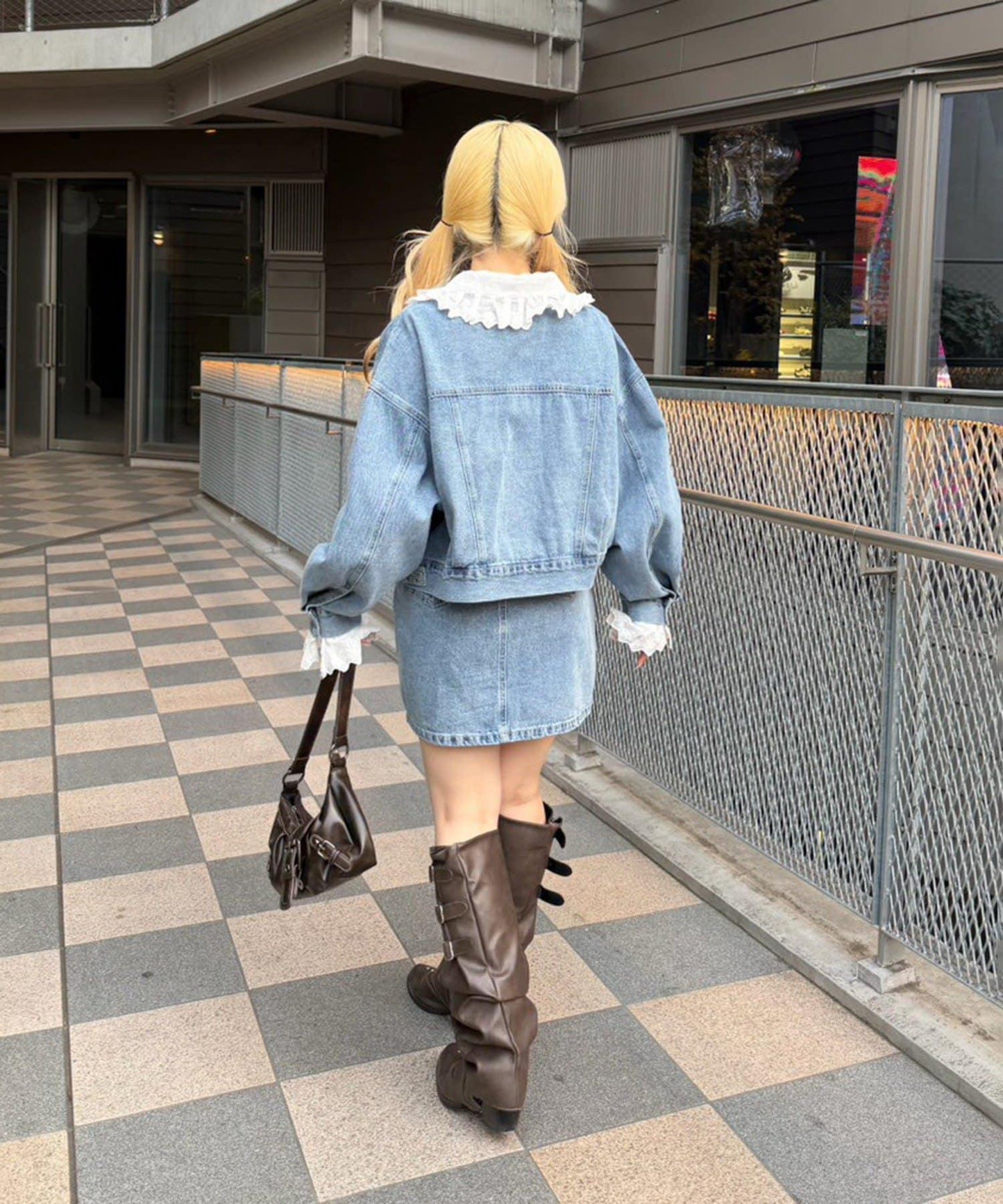 蕾絲可拆卸 大翻領 牛仔外套 【RMAF】 (Note: 英文/字母 RMAF 原樣保留)