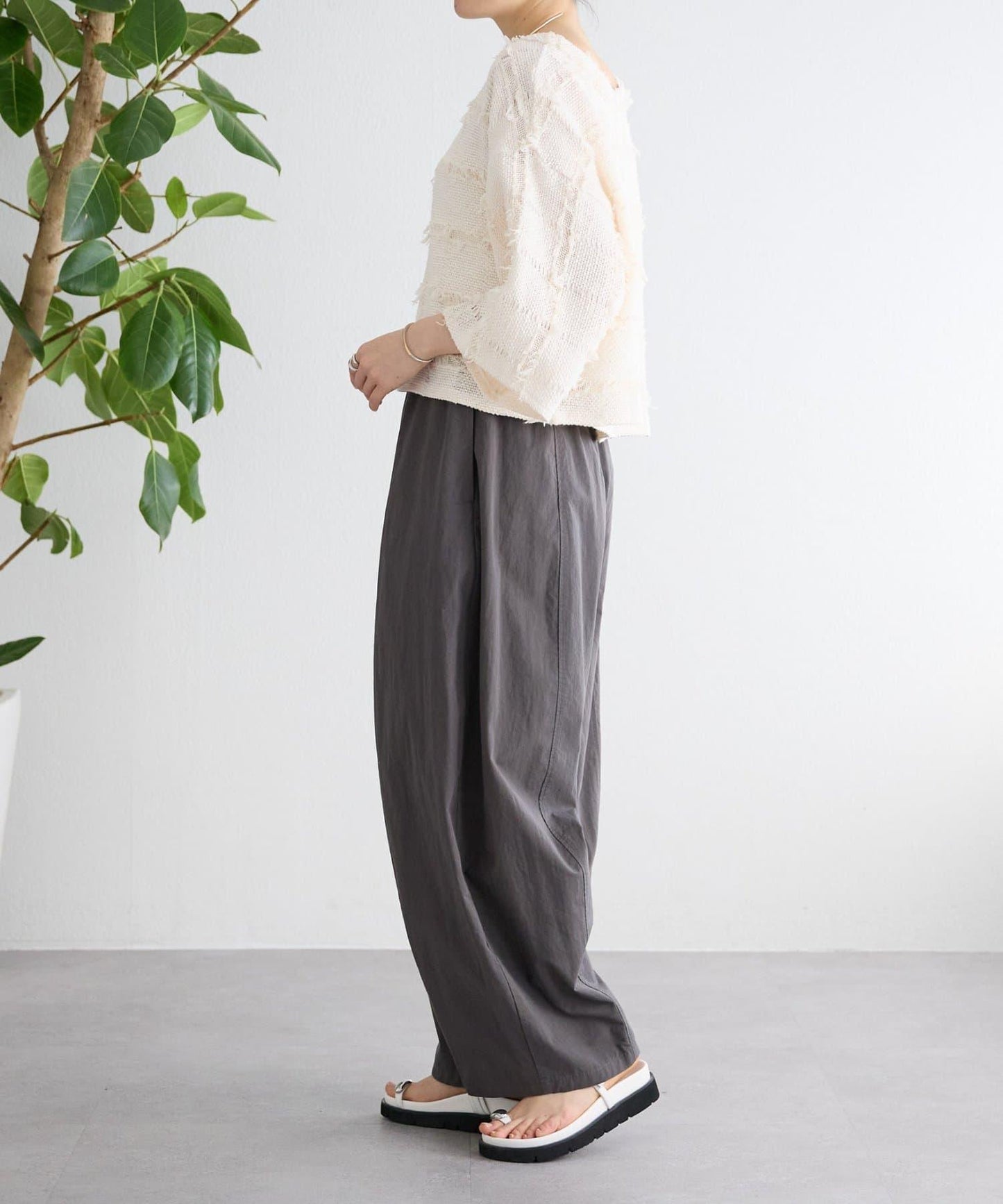 格紋流蘇套頭上衣