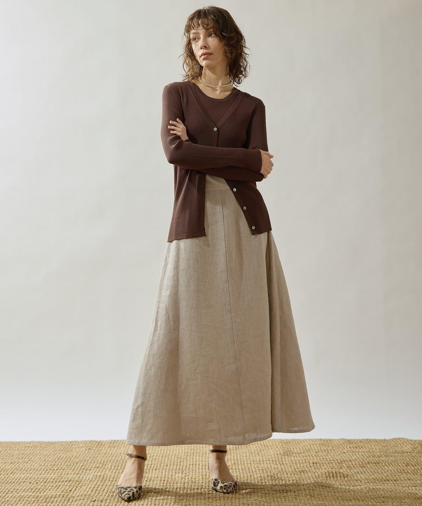 Drawing Numbers 羅紋V領針織開衫