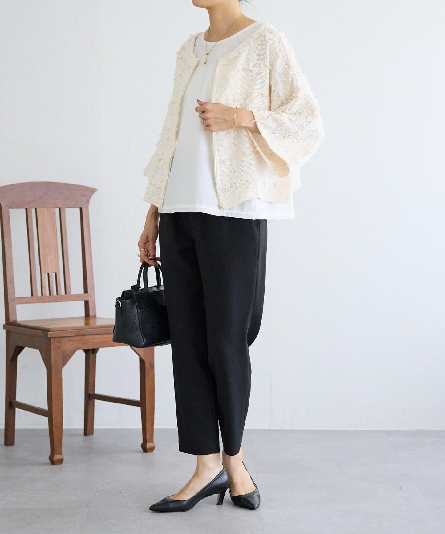 格紋流蘇套頭上衣