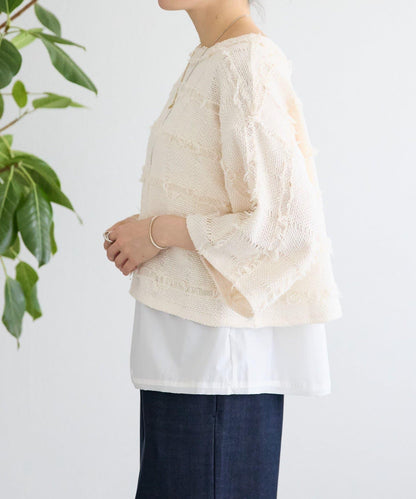 格紋流蘇套頭上衣