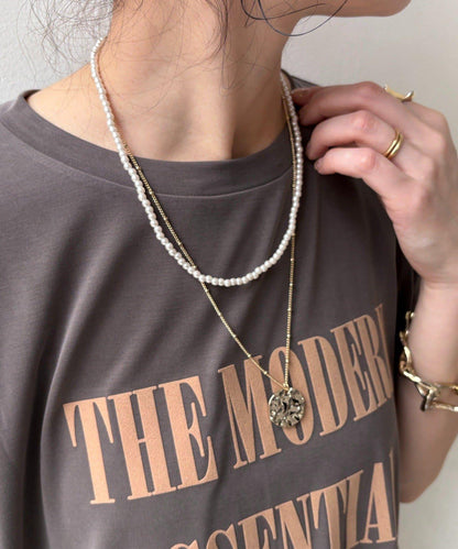 珍珠金屬片疊戴項鍊