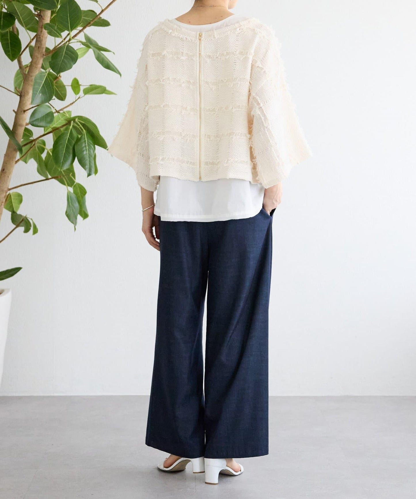 格紋流蘇套頭上衣